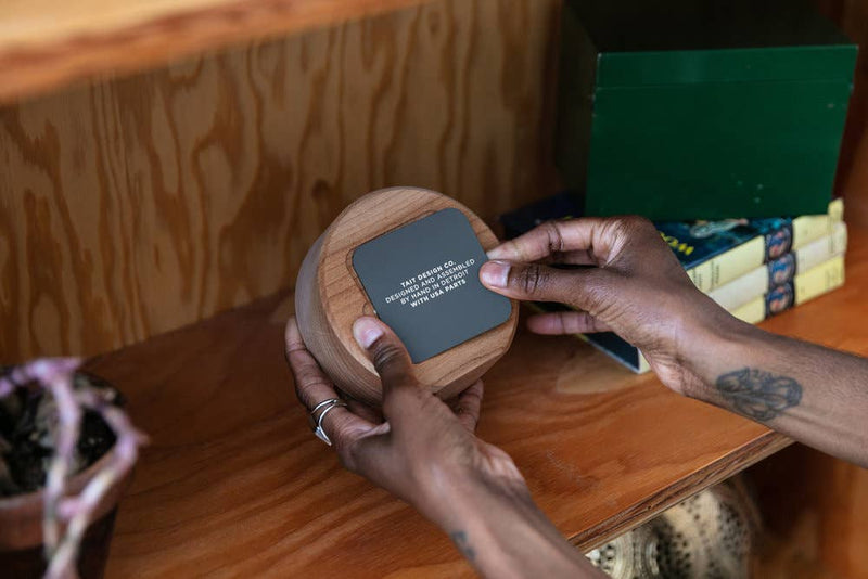 Slate Solid Maple and Aluminum Desk Clock