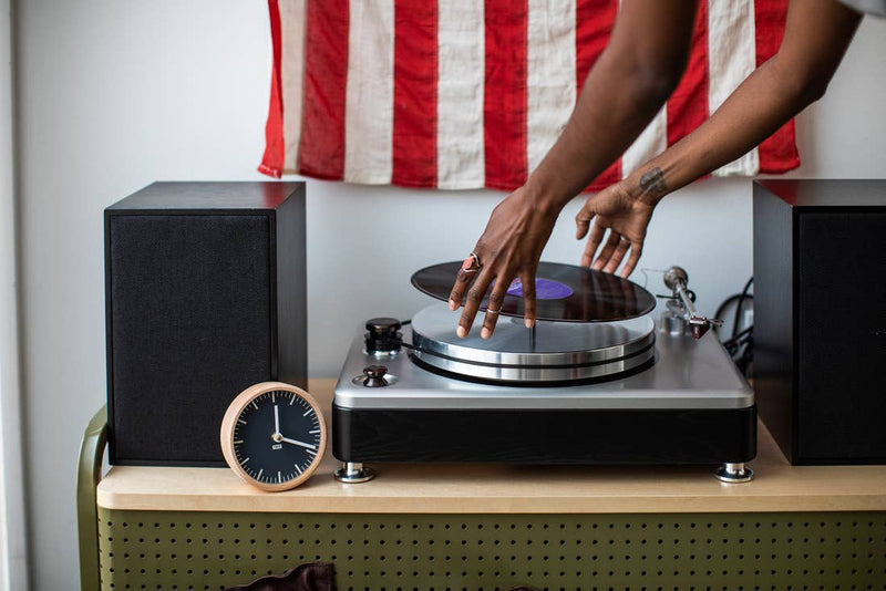 Slate Solid Maple and Aluminum Desk Clock