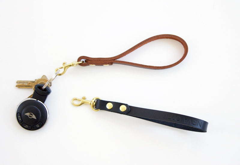 Leather Wristlet Keychain - Black