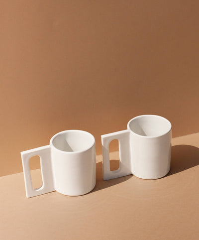 Gloss White Geo Mug